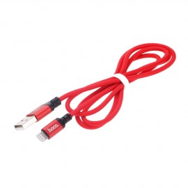 Кабель USB - Apple 8 pin HOCO X14 Times speed, 1.0м, круглый, 2A, ткань, в переплёте, цвет: красный
