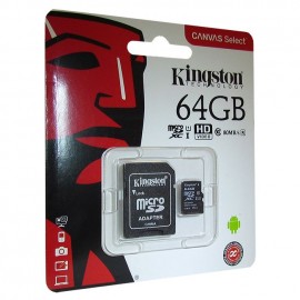 Карта памяти MicroSDXC 64GB Kingston Class 10 Canvas Select Plus A1 (100 Mb/s) + SD adapter