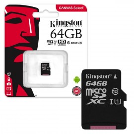 Карта памяти MicroSDXC 64GB Kingston Class 10 Canvas Select Plus A1 (100 Mb/s)