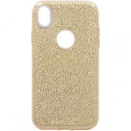 Накладка задняя без бренда для APPLE iPhone XR, Ring, пластик, силикон, матовая, держатель под палец, магнит, цвет: золотой, в техпаке