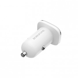 Блок питания автомобильный 1 USB Borofone, BZ12A, Lasting, 1000mA, пластик, QC3.0, кабель Type-C, цвет: белый