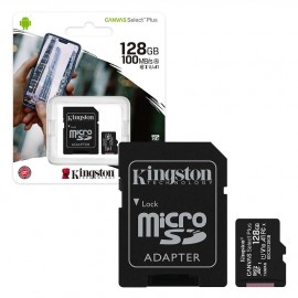 Карта памяти microSDXC 128Gb Kingston Class 10 Canvas Select Plus A1 (100 Mb/s) + SD адаптер