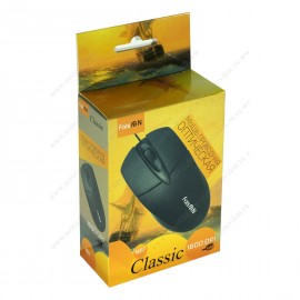 Мышь FaisON, M117, Classic, 1600 DPI, оптическая, USB, 3 кнопки, цвет: чёрный