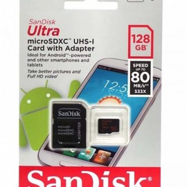 Карта памяти microSDXC 128Gb SanDisk Class 10 Ultra Light UHS-I  (100 Mb/s) + SD адаптер
