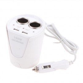 Разветвитель прикуривателя OLESSON 1513 (2 USB +2 выхода) 2.1A, белый