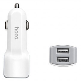Блок питания автомобильный 2 USB HOCO, Grand Style, Z23, 2400mA, soft touch, цвет: белый