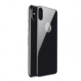 Противоударное стекло NONAME для iPhone X черное, на заднюю крышку, в техпаке