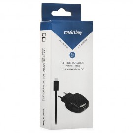 Сетевое ЗУ SMARTBUY NOVA MKII, 2A, 1USB + кабель USB 3.1 Type-C, черный (1/50)