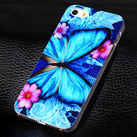 Силиконовый чехол FINITY для iPhone 7 синий, бабочки