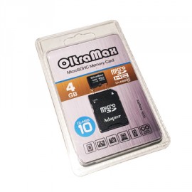 Карта памяти OltraMax microSDHC Class 10 4GB + SD адаптер