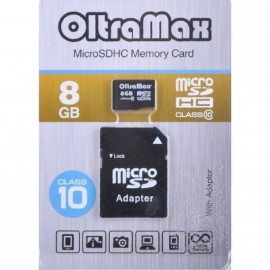 Карта памяти OltraMax microSDHC Class 10 8GB + SD adapter