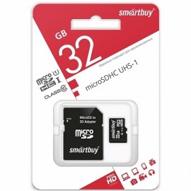 Карта памяти SmartBuy microSDHC Class 10  32GB + SD adapter