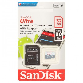 Карта памяти SanDisk microSDHC Class 10 Ultra Android (80 Mb/s) 32GB + SD adapter