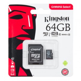 Micro SD 64GB Kingston Class 10 Canvas Select UHS-I U1 (80 Mb/s) + SD адаптер