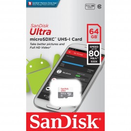 Карта памяти SanDisk microSDXC  Class 10 Ultra Android UHS-I  (80 Mb/s) 64GB (NEW)
