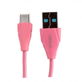Кабель USB - Type-C Celebrat CB-01T, 1.0м, круглый, 2.4A, силикон, цвет: розовый
