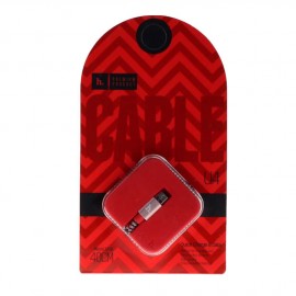 Кабель USB - микро USB HOCO U4, 0.4м, в переплёте, цвет: красный