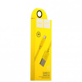 Кабель USB <--> microUSB  1.0м HOCO X5 Bamboo, плоский, жёлтый