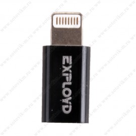 Переходник Apple 8 pin - микро USB(f) Exployd EX-AD-269, плоский, пластик, цвет: чёрный