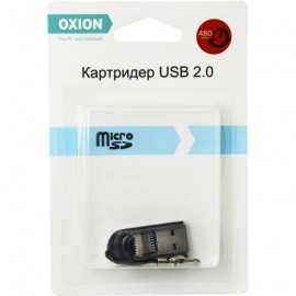 Картридер OXION OCR012BK, черный, поддержка форматов microSD до 32 Гб USB 2.0 (1/40)
