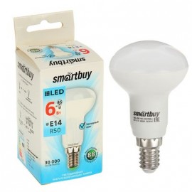 Лампа светодиодная SMART BUY R50-6W-220V-4000K- E14 (рефлекторная, белый свет) (1/10/50)