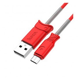 Кабель USB - микро USB HOCO Pisces X24, 1.0м, круглый, 2.1A, силикон, цвет: красный