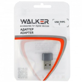 Адаптер WALKER USB (папа) -- TYPE-C (мама) металлический