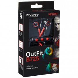 Беспроводные наушники DEFENDER OutFit B725, черный+красный, Bluetooth