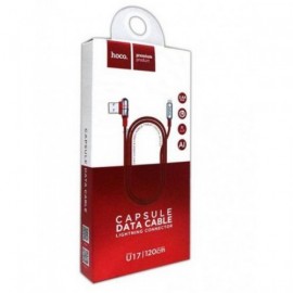 Кабель USB - микро USB HOCO U17 Capsule, 1.2м, круглый, 2.1A, ткань, в переплёте, боковой, цвет: красный