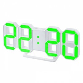 Часы настольные Perfeo, Luminous, PF-663, будильник, цвет: белый, с зелёной подсветкой