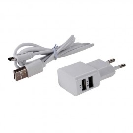 Блок питания сетевой 2 USB Navitoch, JL-U593, 2000mA, пластик, кабель микро USB, цвет: белый