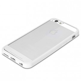 Бампер без бренда для APPLE iPhone 6/6S (4.7), металл, глянцевый, с прозрачной вставкой, цвет: белый