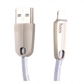 Кабель USB - Apple 8 pin HOCO KX2, 1.0м, круглый, 2.1A, ткань, цвет: белый
