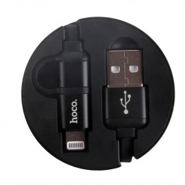 Кабель USB - Apple 8 pin HOCO U51, 1.0м, круглый, 2.1A, силикон, присоска, цвет: чёрный