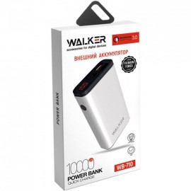 Аккумулятор Power Bank Walker WB-710QC, 10000 mAh, Li-Pol, QC3.0, 18Вт, USBx2, Type-C, дисплей, металл, черн