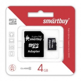 Карта памяти SmartBuy microSDHC Class 10 4GB + SD адаптер