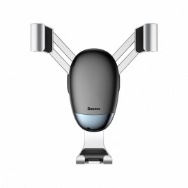 Держатель автомобильный Baseus, Mini gravity, для смартфона, металл, воздуховод, шарнир, цвет: серебряный