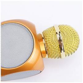 Микрофон-колонка WS1816 Bluetooth+FM+SD micro+USB+AUX, золотая