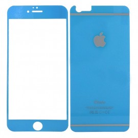 Стекло защитное Noname для APPLE iPhone 6/6S (4.7), 0.33 мм, глянцевое, зеркальное, комплект на 2 стороны, цвет: синий, в техпаке