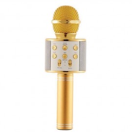 Колонка-микрофон (WS-858/C-335) Bluetooth/USB/micro SD/караоке (золото)