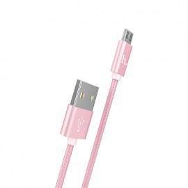 Кабель USB - Type-C HOCO KX2, 1.0м, круглый, 2.1A, ткань, цвет: розовый