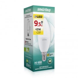 Лампа светодиодная SMART BUY C37-9,5W-3000-E27 (свеча, теплый свет)