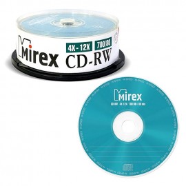 Диск MIREX CD-RW 700Мб 4X-12X Cake box 25 (25/300)