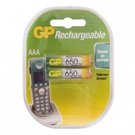 Аккумулятор GP, R03-2BL, 650mAh, в бумажной упаковке, (2/20/200)