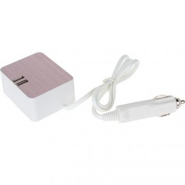 Разветвитель прикуривателя 2 гнезда + 2 USB со шнуром(розовый)