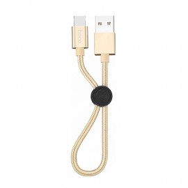 Кабель USB - Type-C HOCO X35 Premium, 0.25м, круглый, 2.4A, ткань, цвет: золотой