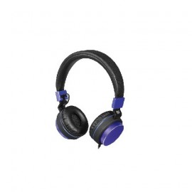 Наушники DEFENDER Accord 165 микрофон, кнопка ответа, кабель 1.25м, цвет: чёрный, синяя вставка