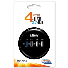 USB-концентратор Ginzzu GR-314UB, 4 гнезда, 1 USB выход, цвет: чёрный
