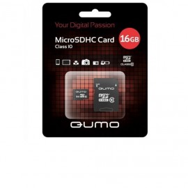 Карта памяти Qumo microSDHC Class 10 UHS-I 16GB + SD adapter