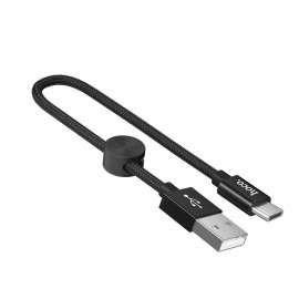 Кабель USB - Type-C HOCO X35 Premium, 0.25м, круглый, 2.4A, ткань, цвет: чёрный